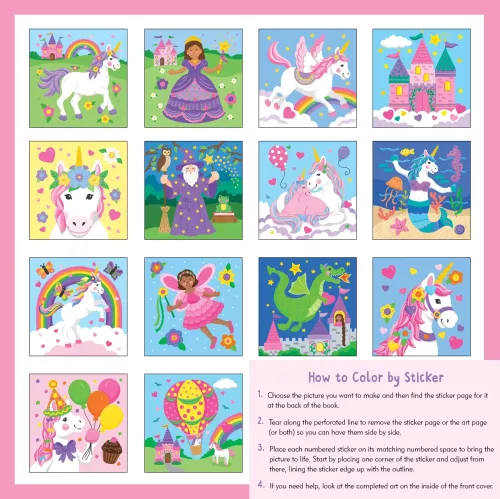 First Color By Sticker Bk Unicorns & More