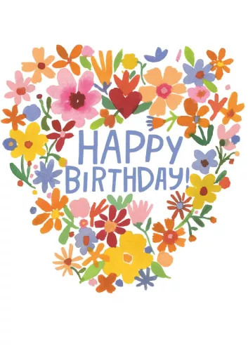 Flower Heart Birthday Greeting Card