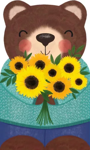 Sunflowers & Bear, Greeting Card
