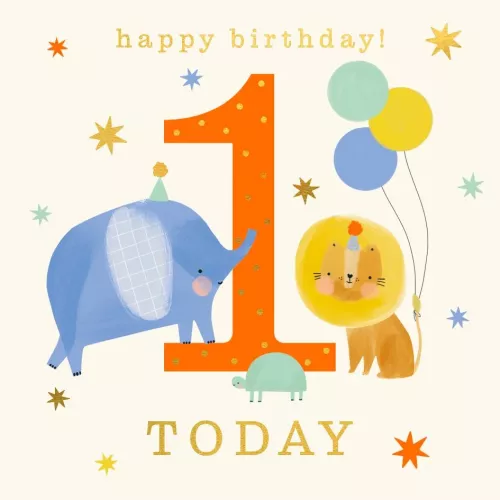 1 Elephant & Lion, Greeting Card