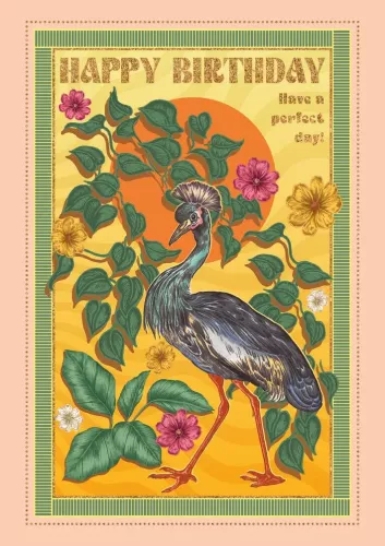 Beautiful Day Crowned Crane, Greeting Card