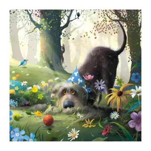 Dog & Flowersa, Greeting Card