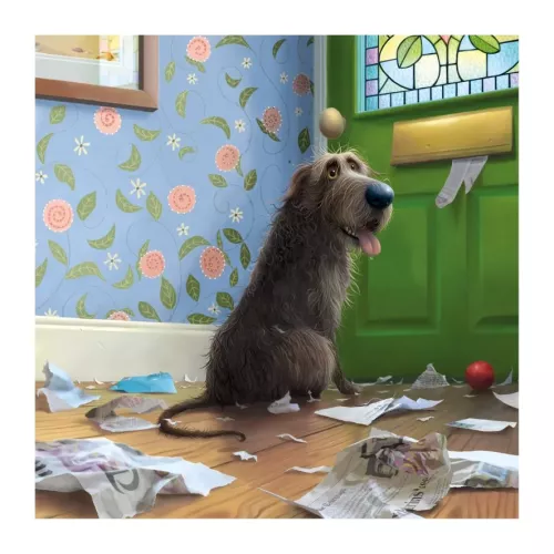 Dog & Post, Greeting Card