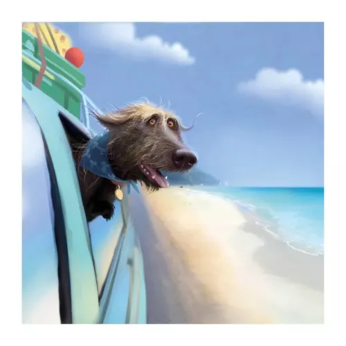 Dog Car Window, Greeting Card