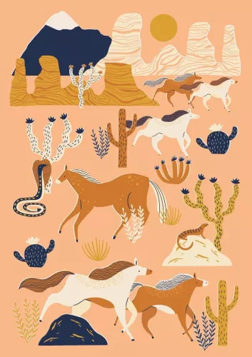 Horses & Snakes, Greeting Card