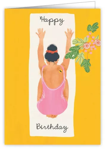 Woman Doing Yoga,  Swimsuit, Greeting Card
