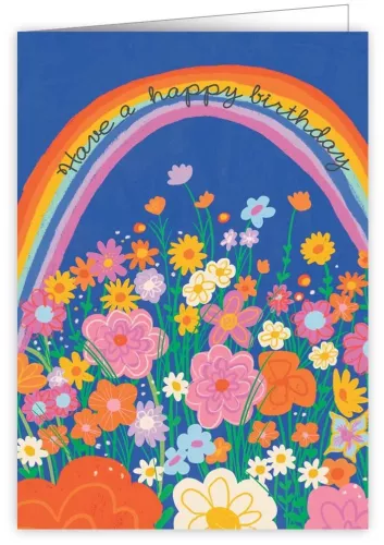 Flower Field and Rainbow, Greeting Card