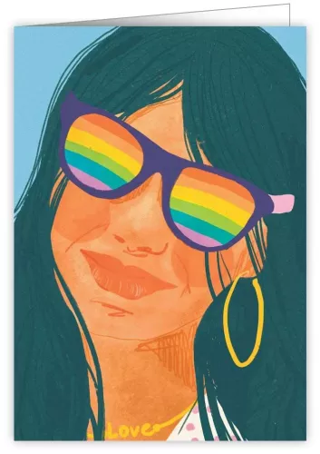 Woman with Rainbow Sunglasses, Greeting Card