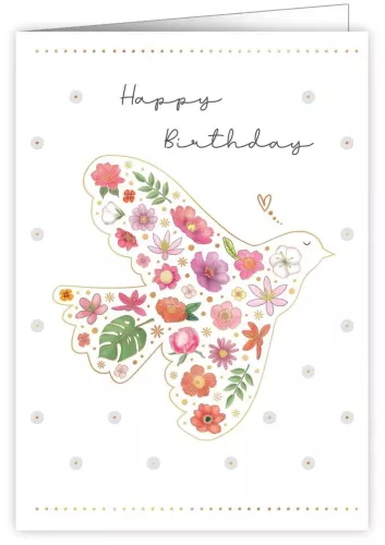 Dove with Flowers, Greeting Card
