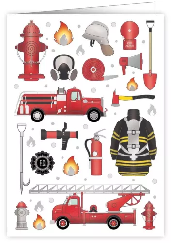 Fire Fighter Icons, Greeting Card