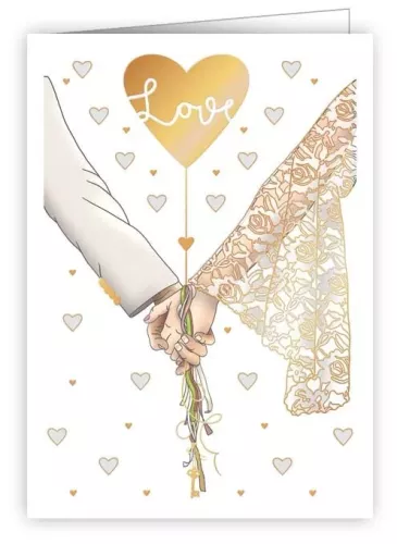 Bridal Couple Holding Hands, Mini Card