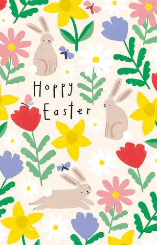 Daffodils & Bunnies, Pack of 6 Greeting Cards and Envelopes