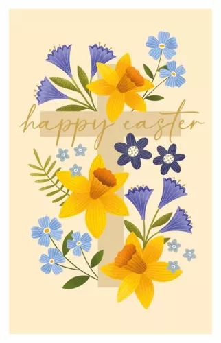 Daffodils & Cross, Pack of 6 Greeting Cards and Envelopes
