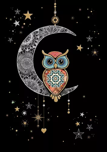 Moon Owl, Greeting Card