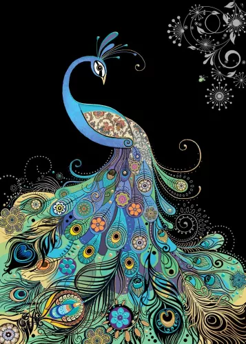 Elegant Peacock, Greeting Card