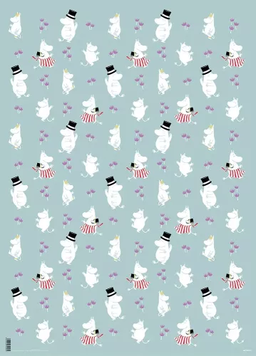 Moomin Overall Pattern Blue Giftwrap