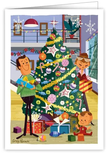 Woman, Man And Baby With Presents, Greeting Card