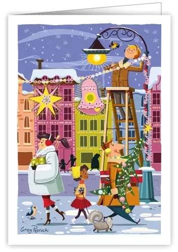 Christmas Shoppers, Greeting Card