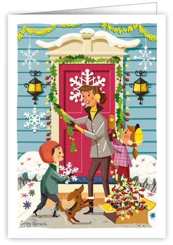 Decorating The Front Door, Greeting Card