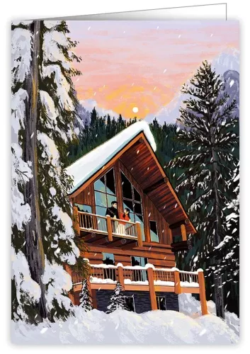 Snowed In Cabin, Greeting Card