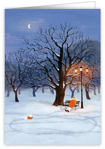 Dog Running In The Snow, Greeting Card