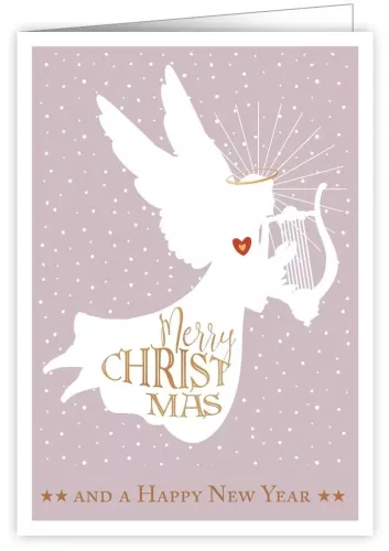 Angel With Harp, Greeting Card