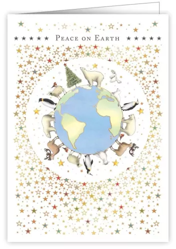 Globe With Animals, Greeting Card
