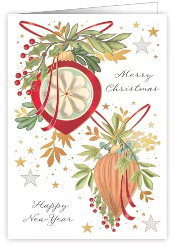 Ornaments With Greenery, Greeting Card