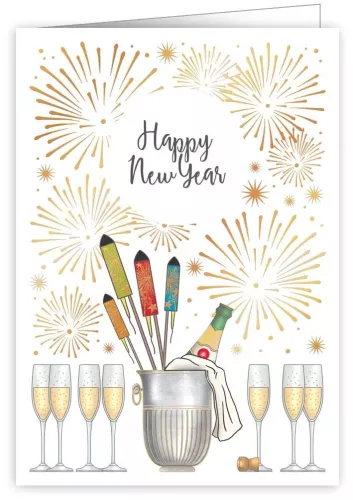 Champagne + Fireworks, Greeting Card