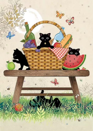 Picnic Kitties, Greeting Card