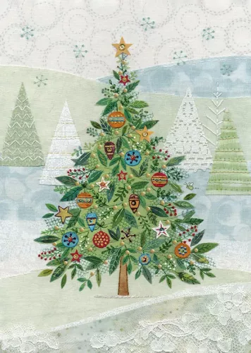 Embroidered Tree, Greeting Card