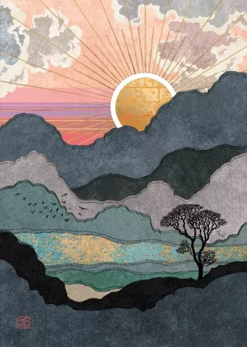 Mountain Sunset, Greeting Card