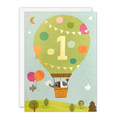 Age 1 Balloon Acorns Card