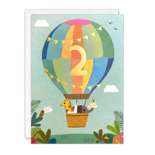 Age 2 Balloon Acorns Card