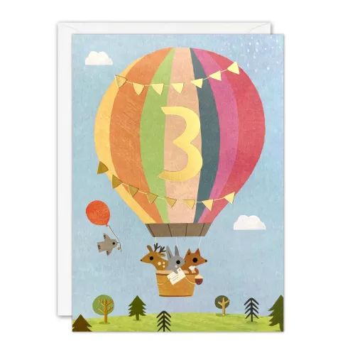 Age 3 Balloon Acorns Card