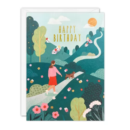 Dog Walk Birthday Sunbeams Card