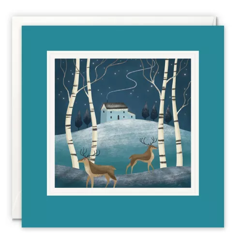 Reindeers Amongst the Silver Birch Paintworks Card
