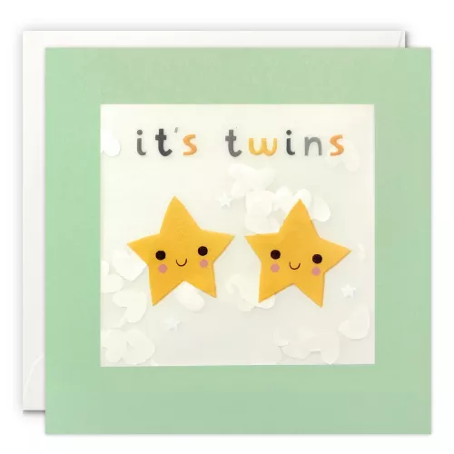 It’s Twins Stars Grey Paper Shakies Card