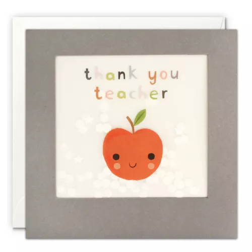 Thank You Teacher Apple Grey Paper Shakies Card