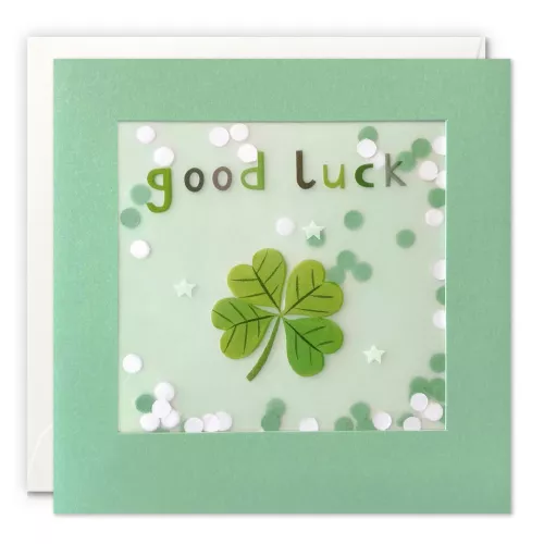 Goodluck Clover Grey Paper Shakies Card
