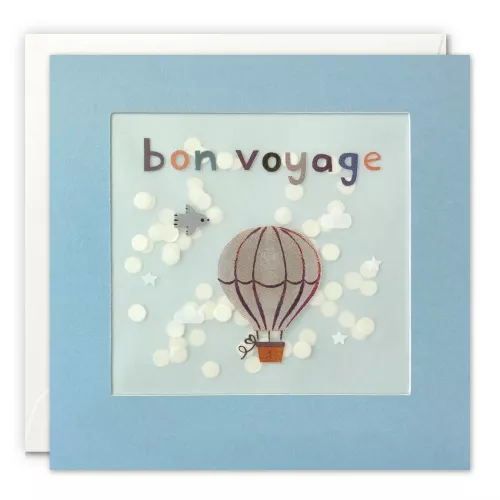 Bon Voyage Balloon Grey Paper Shakies Card