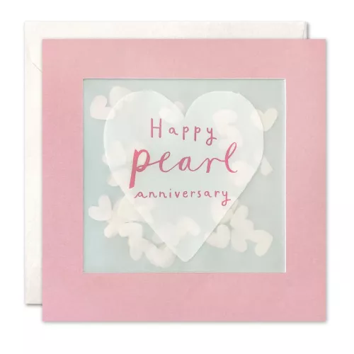 Pearl Anniversary Heart Paper Shakies Card