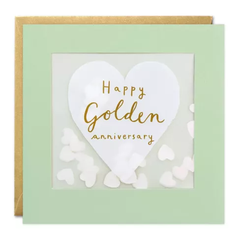 Golden Anniversary Heart Paper Shakies Card
