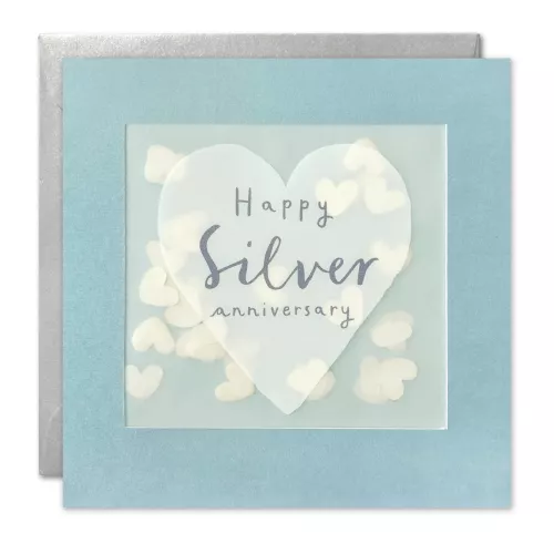 Silver Anniversary Heart Paper Shakies Card