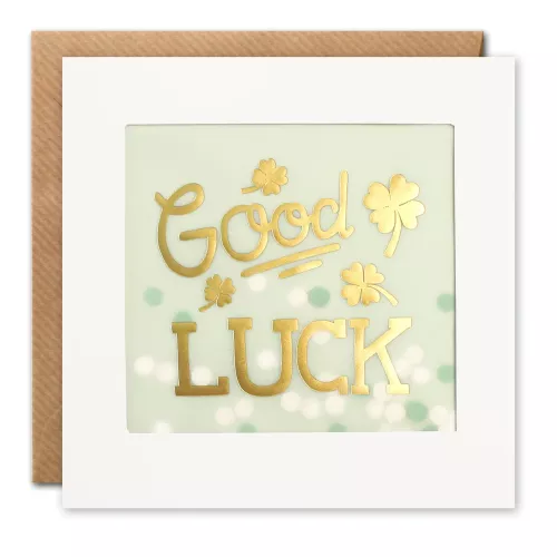 Good Luck Clovers Gold Paper Shakies Card