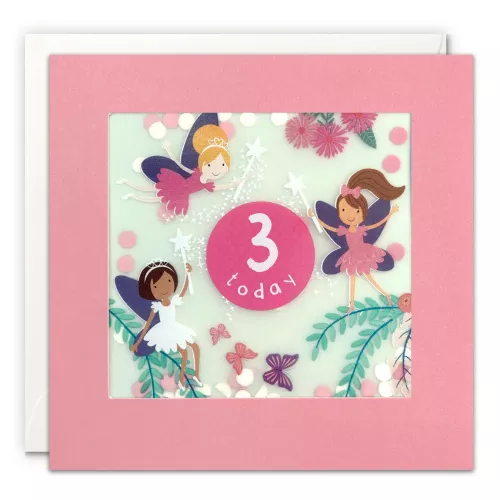 Age 3 Fairies Paper Shakies Card