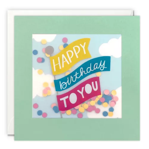 Happy Birthday Flags Paper Shakies Card