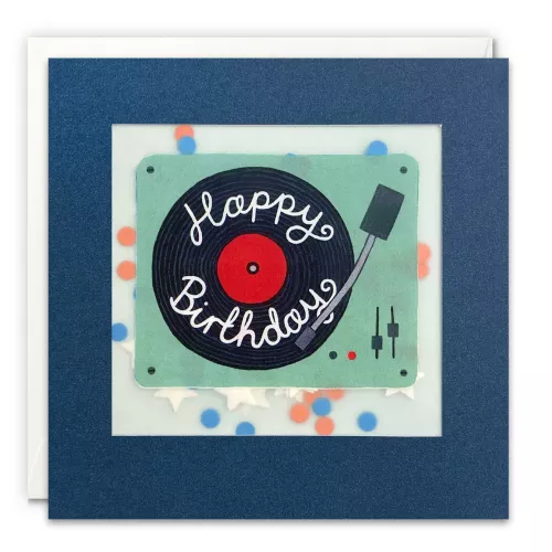 Birthday Record Player Paper Shakies Card