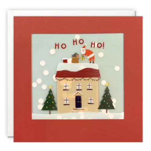 Santa on Roof Christmas Paper Shakies Card