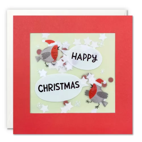 Two Robins Christmas Paper Shakies Card